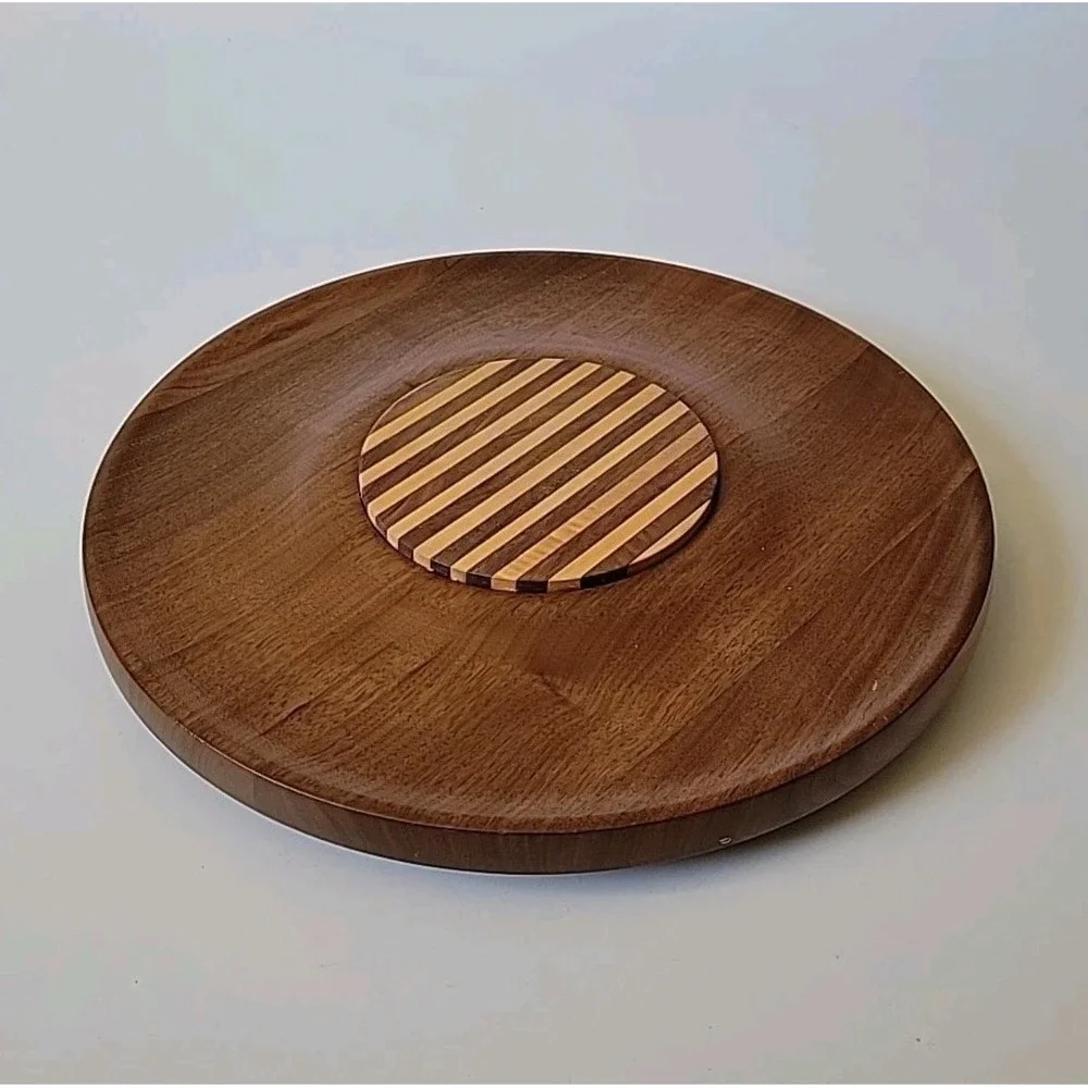 Kustom Kraft Vintage MCM Black Walnut Lazy Susan 14